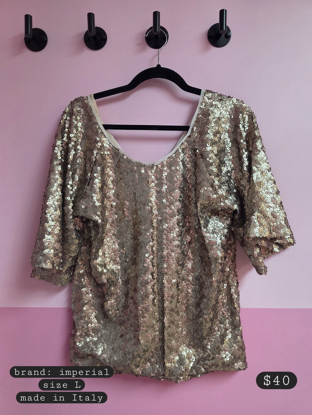Imperial Gold Sequin Scoop Neck Blouse - Gold